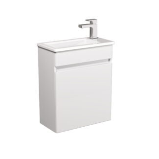 Тумба VELA 50-A з умивальником Piccolo 50 - фронтальний вигляд, біла підвісна